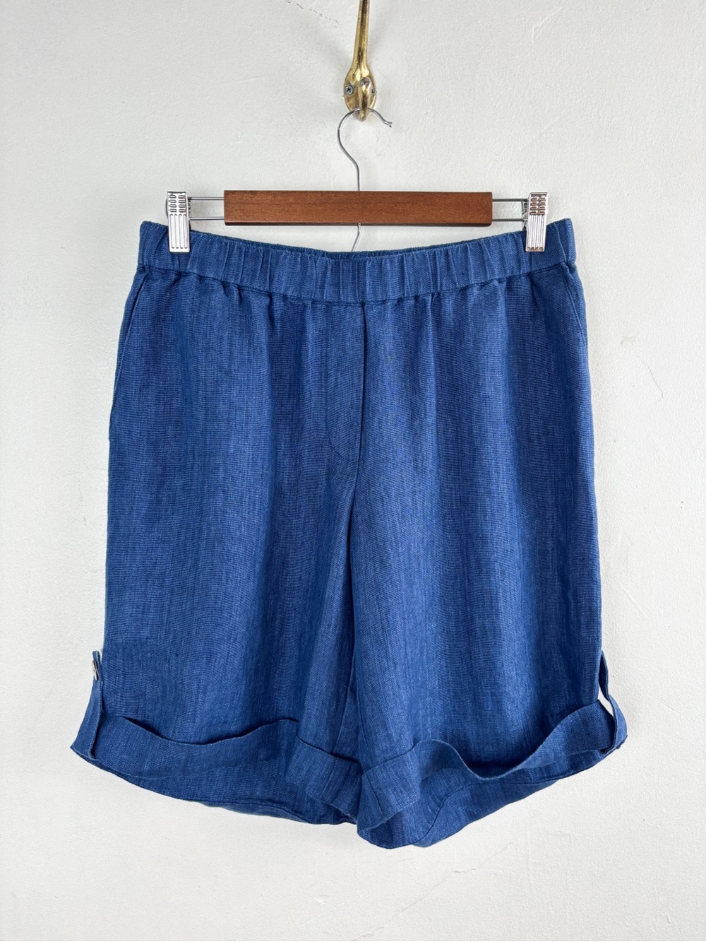J. Jill Women’s Blue Linen Elastic Waist Shorts Sz S
